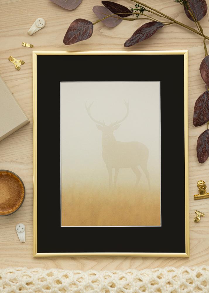 Ram med passepartou Frame New Lifestyle Gold 30x40 cm - Picture Mount Black 21x30 cm