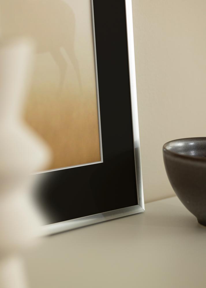 Ram med passepartou Frame New Lifestyle Silver 70x100 cm - Picture Mount Black 24x36 inches