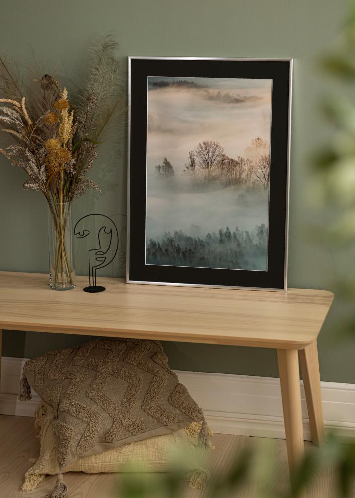 Ram med passepartou Frame New Lifestyle Silver 70x100 cm - Picture Mount Black 24x36 inches