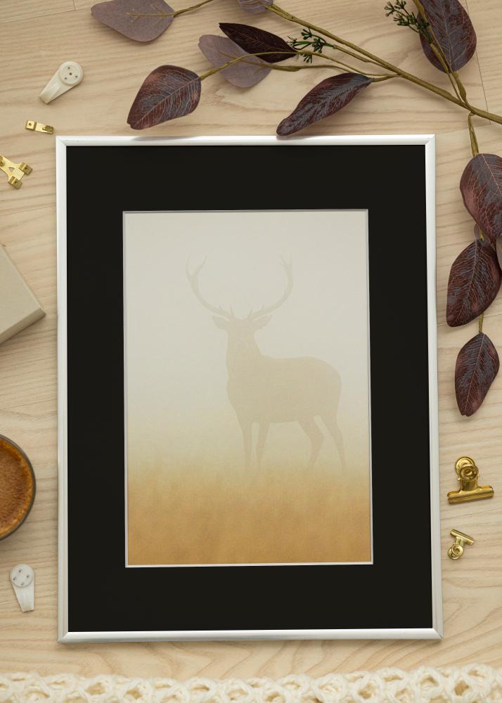 Ram med passepartou Frame New Lifestyle Silver 70x100 cm - Picture Mount Black 24x36 inches