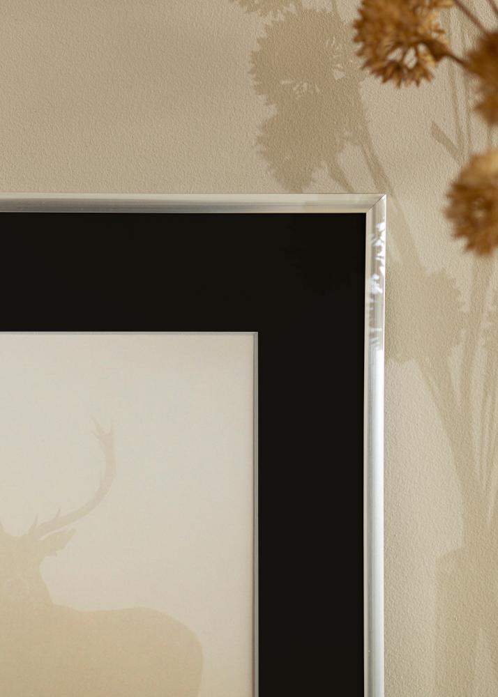 Ram med passepartou Frame New Lifestyle Silver 70x100 cm - Picture Mount Black 24x36 inches
