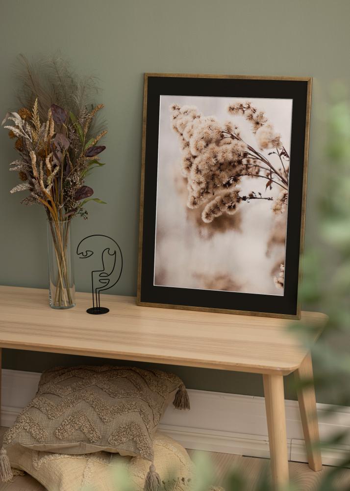 Ram med passepartou Frame Galant Gold 40x50 cm - Picture Mount Black 12x16 inches