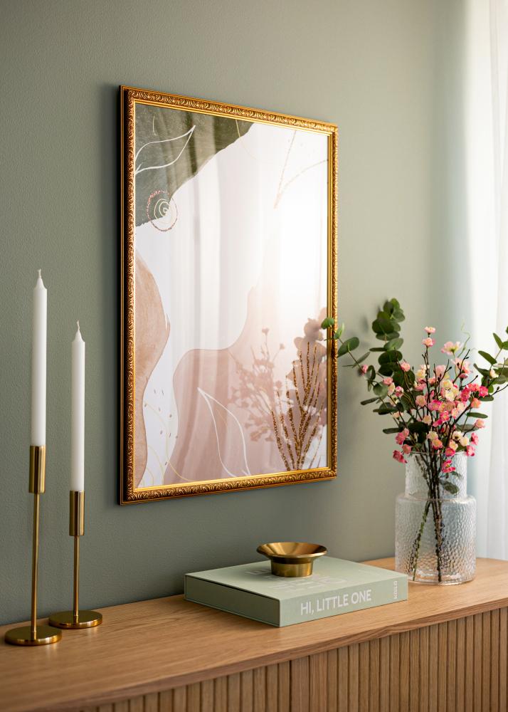 BGA Frame Swirl Acrylic Glass Gold 60x80 cm