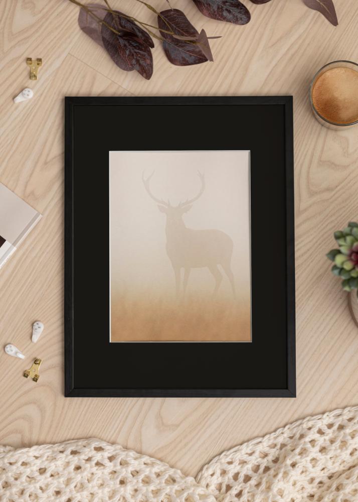 Ram med passepartou Frame Galant Black 35x50 cm - Picture Mount Black 11x17 inches