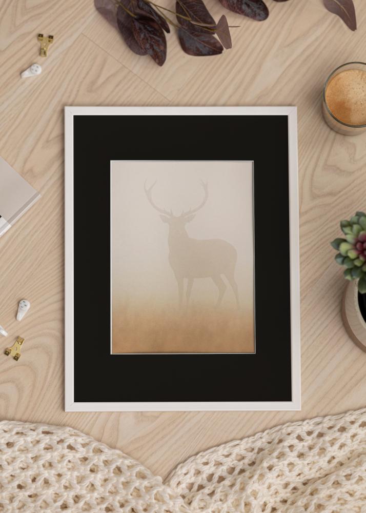 Ram med passepartou Frame Galant White 50x60 cm - Picture Mount Black 14x18 inches