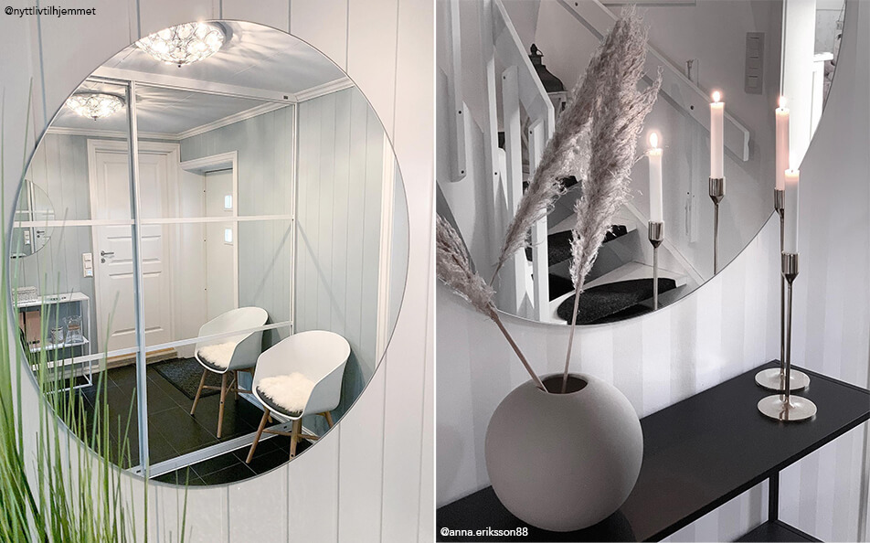 Decoration in hall - round wall mirrors